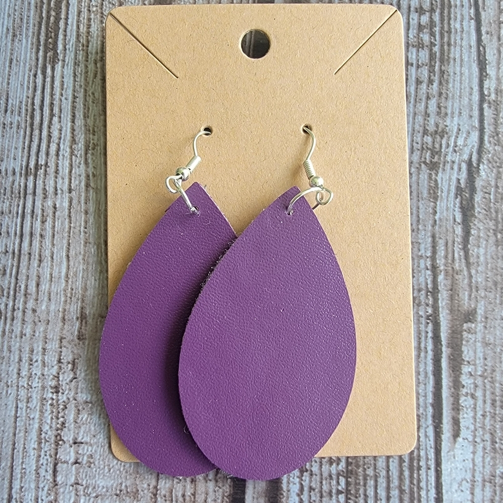 Purple Faux Leather Earrings